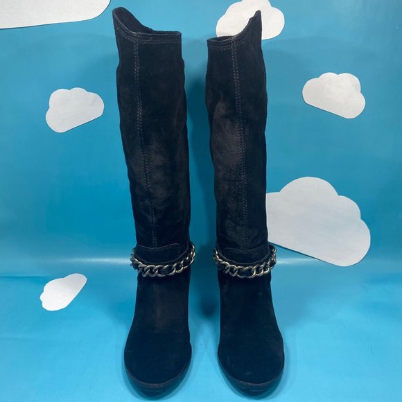 BCBGeneration Arena Black Suede Leather Boots 7B - Picture 2 of 15